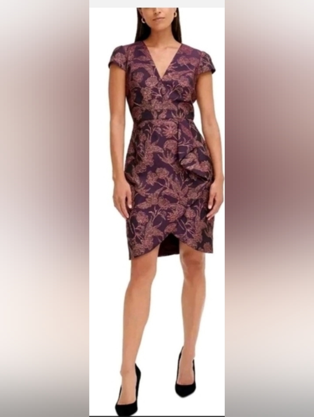 NWT! Vince Camuto Anthro Summer Cocktail Metallic Women's Bodycon Midi Dress 4